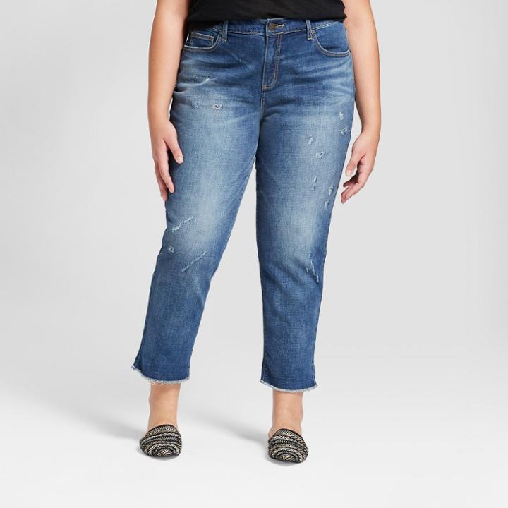 Women's Plus Size Roll Cuff Boyfriend Crop Jeans - Universal Thread Medium Wash