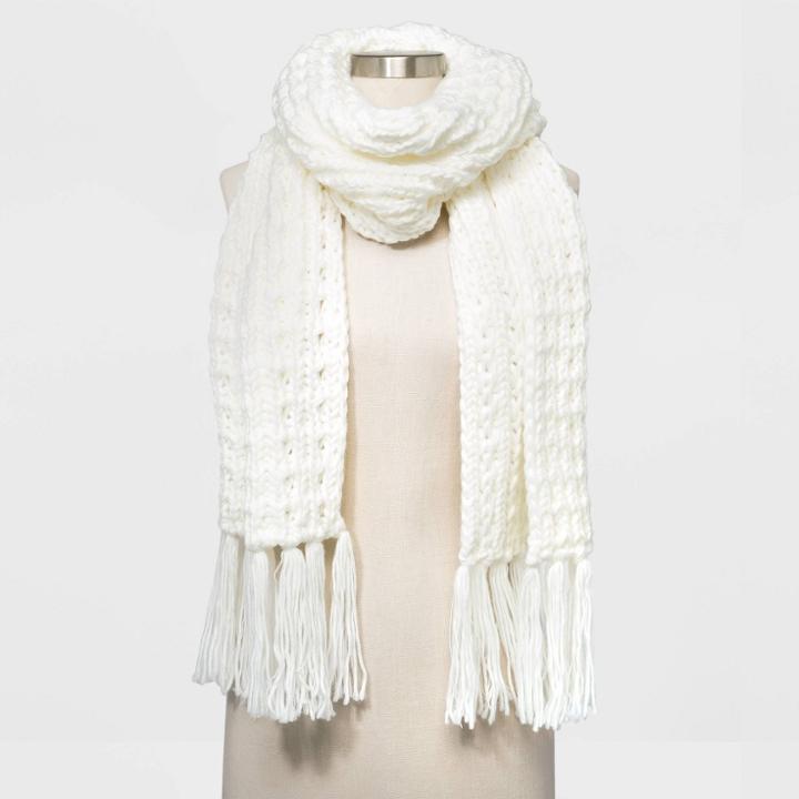 Women's Hand Knit Scarf - Universal Thread Cream, Ivory