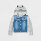 Toddler Girls' French Terry Kitty Jean Jacket - Cat & Jack Medium Wash