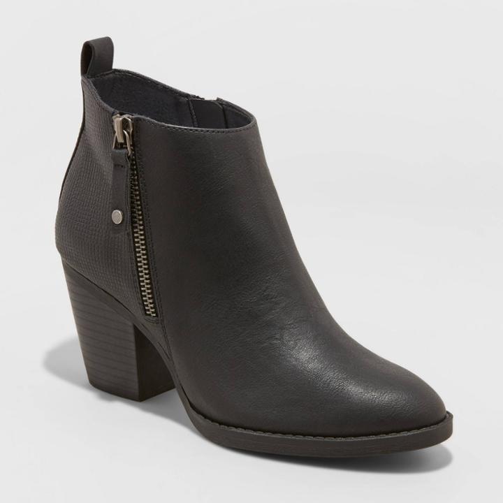 Women's Jameson Double Zip Western Bootie - Universal Thread Black