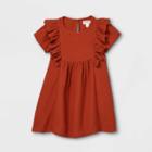 Toddler Girls' Ruffle Sleeve Dress - Cat & Jack Rust Orange