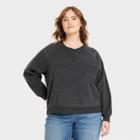 Women's Plus Size Long Sleeve Lightweight Sherpa Henley Shirt - Universal Thread Dark Gray