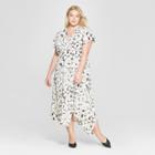 Women's Plus Size Floral Print Scarf Hem Dress - Prologue Black Floral
