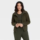 Women's Sherpa Full Zip Fleece Jacket - All In Motion Olive Green