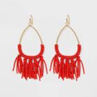 Mini Seed Beaded Tassel And Teardrop Earrings - A New Day Coral Red, Women's
