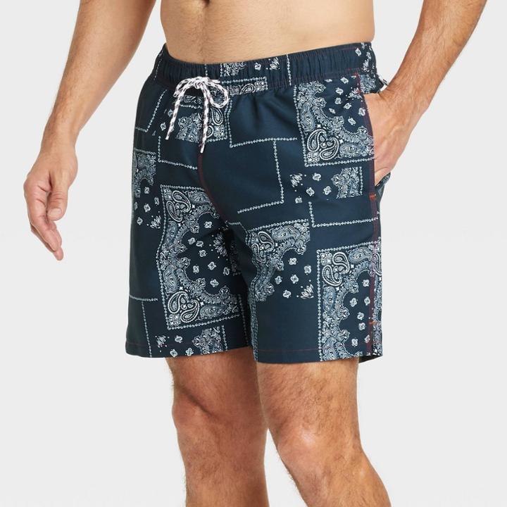 Men's 7 Bandana Americana Swim Trunks - Goodfellow & Co Blue