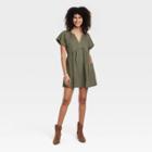 Women's Short Sleeve Dress - Universal Thread Olive Green