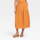 Women's Gauze Tiered Midi A-line Skirt - Universal Thread Orange