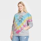 Keith Haring Women's Keith Harring Plus Size Tie-dye Hooded Graphic Sweatshirt - Gray