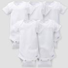Gerber Baby 5pk Short Sleeve Onesies - White Newborn