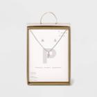 Silver Plated Cubic Zirconia Pave Initial Pendant Necklace And Earring Set - A New Day Initial P