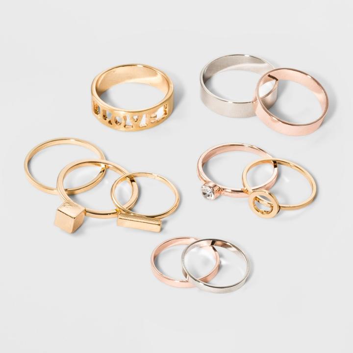 Target Ten Piece With Clean Geo Shape And Love Band Ring Set,