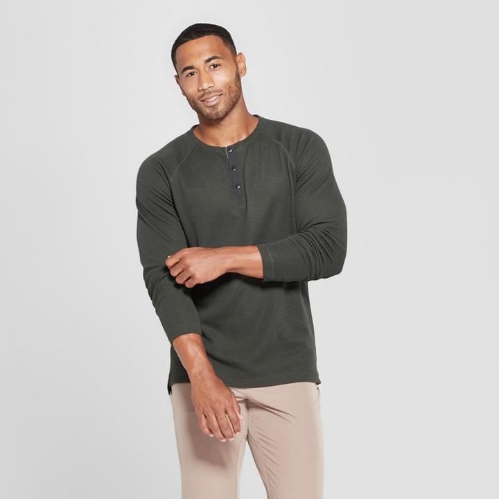Mpg Sport Men's Long Sleeve Henley - Leaf