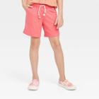 Girls' Knit Pull-on Midi Shorts - Cat & Jack Coral Orange