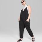 Women's Plus Size V-neck Knit Jumpsuit - Wild Fable Black
