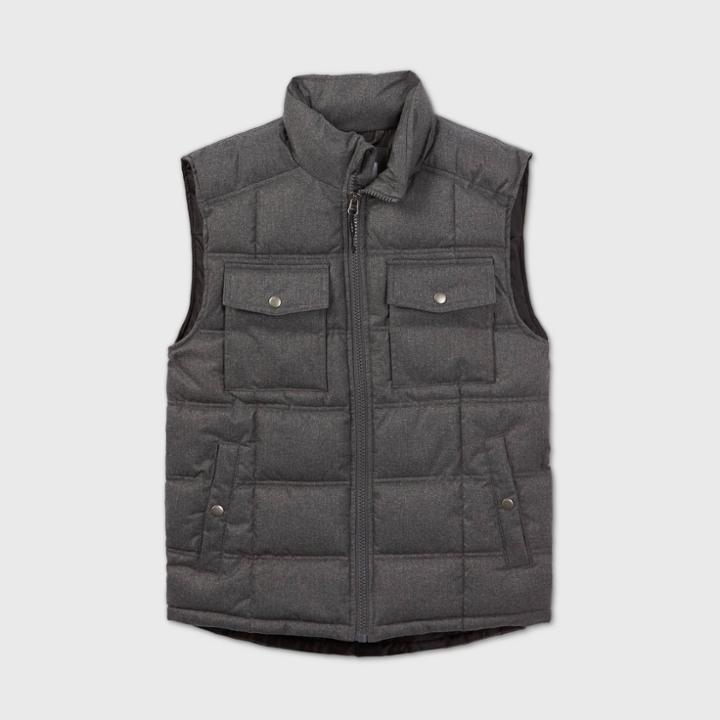 Men's Fullzip Midweight Puffer Vest - Goodfellow & Co Charcoal Gray