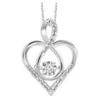 Target 1/20 Ct.t.w. Round-cut White Diamond Heart Prong Set Pendant In Sterling Silver (i2-i3)