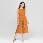 Women's Sleeveless Tie Front Wide Leg Jumpsuit - Le Kate (juniors') Mustard
