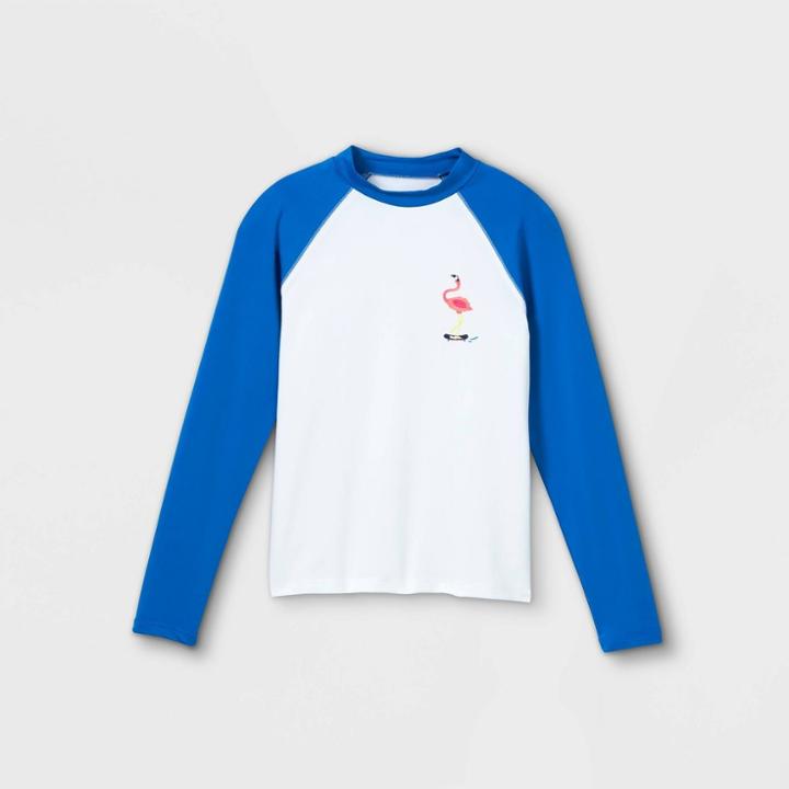 Boys' Flamingo Long Sleeve Rash Guard Swim Shirt - Cat & Jack Blue