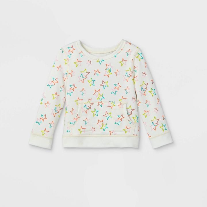 Toddler Girls' Adaptive Abdominal Access Star Pullover Sweatshirt - Cat & Jack Cream