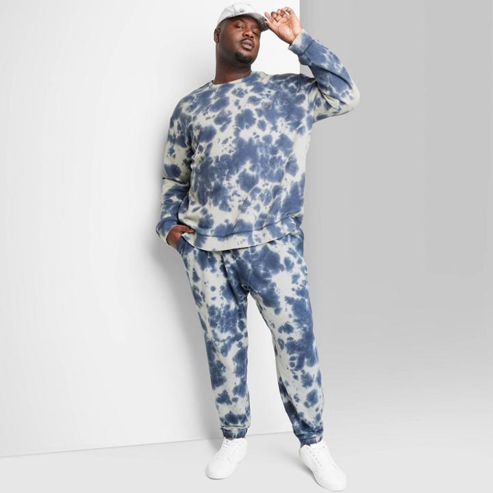 Adult Extended Size Regular Fit Tie-dye Knit Joggers - Original Use Blue