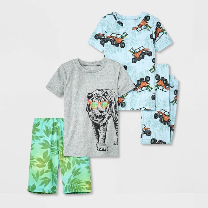 Carter's Just One You Boys' 4pc Tiger Pajama Set - Blue/green