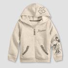 Toddler Girls' Minnie Mouse Hooded Zip-up Sweatshirt - Oatmeal Gray