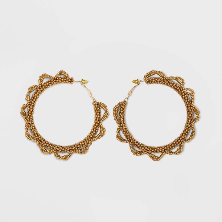 Beaded Hoop Earrings - A New Day Gold, Women's,