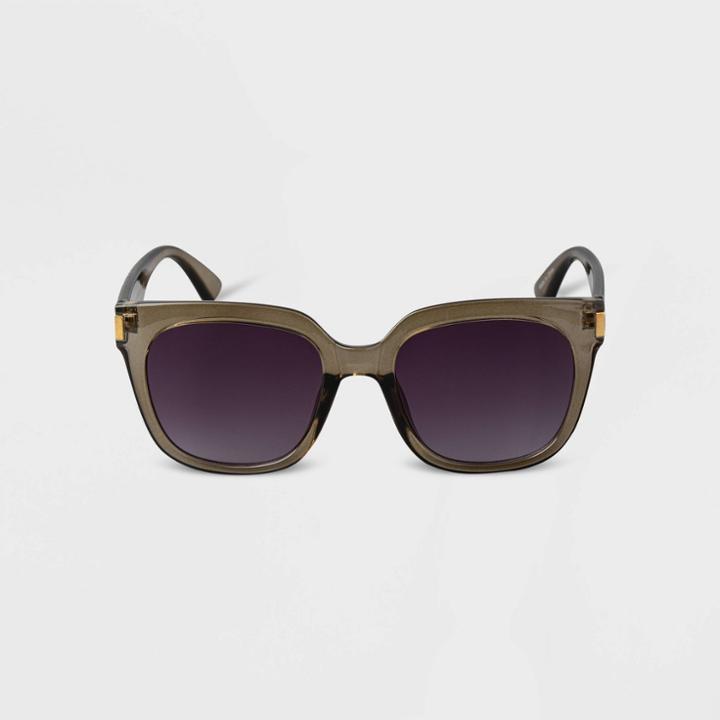 Women's Plastic Crystal Square Sunglasses - A New Day Green