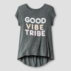 Harper & Elliott Girls' Good Vibe Tribe Short Sleeve T-shirt - Gray