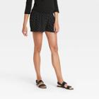 The Nines By Hatch Maternity Floral Print Smocked Waistband Modal Shorts Black