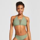 Women's Ribbed Caged High Neck Bikini Top - Mossimo Spring