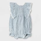 Baby Girls' Striped Woven Ruffle Leg Romper - Cat & Jack Blue/white Newborn