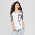 Awake Women's 3/4 Sleeve Atlanta Shadow Raglan Graphic T-shirt - White/gray