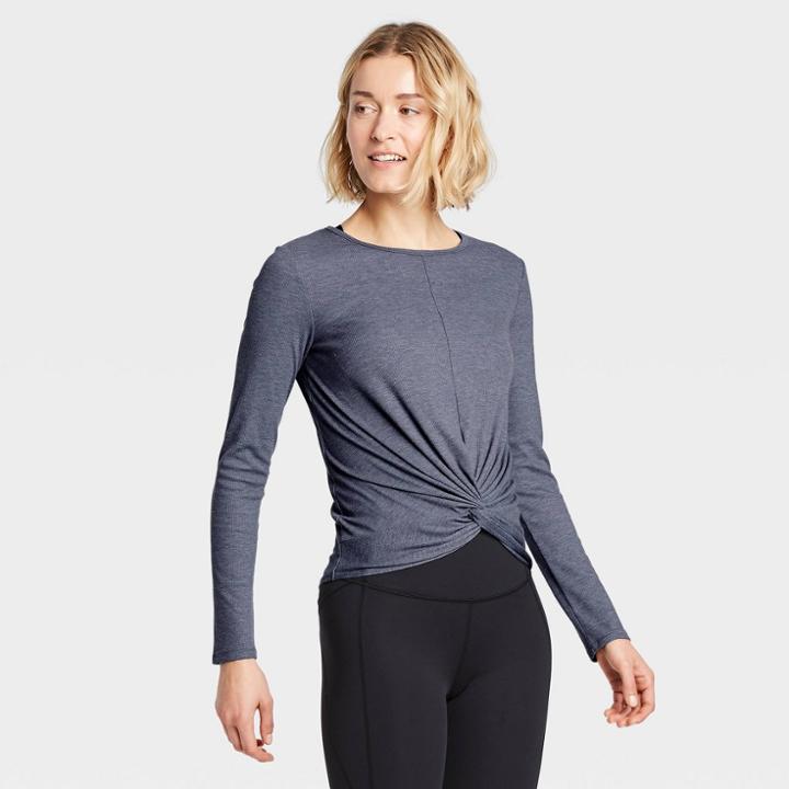 Women's Long Sleeve Twist-front T-shirt - All In Motion Gray