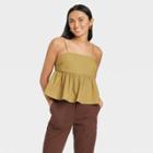 Women's Peplum Tank Top - A New Day Olive Green