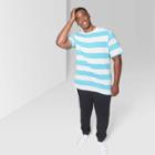 Target Men's Big & Tall Striped Short Sleeve Retro T-shirt - Original Use Turquoise