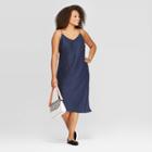 Women's Plus Size Sleeveless V-neck Midi Shiftdress - A New Day Navy