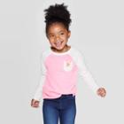 Toddler Girls' Long Sleeve Unicorn Baseball T-shirt - Cat & Jack Pink