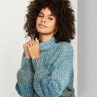 Women's Long Sleeve Mock Turtleneck Ombre Sweater - Wild Fable Teal Xs, Women's, Blue