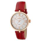 Peugeot Watches Peugeot Large Dial Leather Strap Watch - Rose Gold & Red, Red/gold