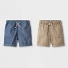 Toddler Boys' 2pk Novelty Texture Pull-on Shorts - Cat & Jack Blue/khaki