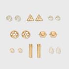 Ball, Stud And Stones 8pk Multi Earring Set - A New Day Gold/silver