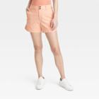 Women's High-rise Everyday Shorts - A New Day Peach Orange