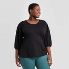 Women's Plus Size 3/4 Puff Sleeve Blouse - Ava & Viv Black X