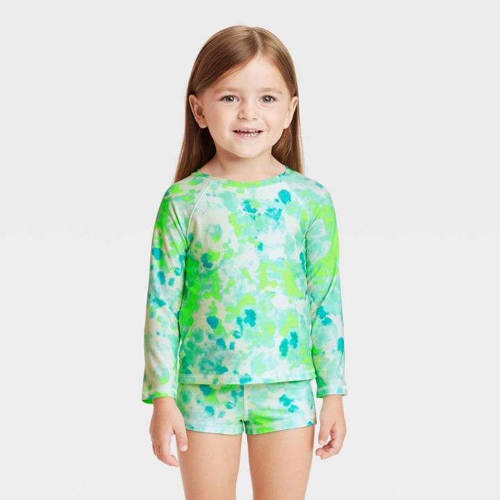 Toddler Girls' 2pc Tie-dye Rash Guard Set - Cat & Jack