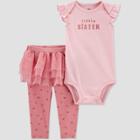 Carter's Just One You Baby Girls' 2pc 'little Sister' Top & Bottom Set - Pink Newborn