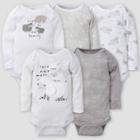 Gerber Baby 5pk Lamb Long Sleeve Onesies - White/gray Newborn