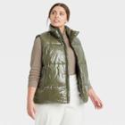 Women's Plus Size Puffer Vest - A New Day Green