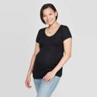 Maternity Short Sleeve Scoop Neck Side Shirred T-shirt - Isabel Maternity By Ingrid & Isabel Black